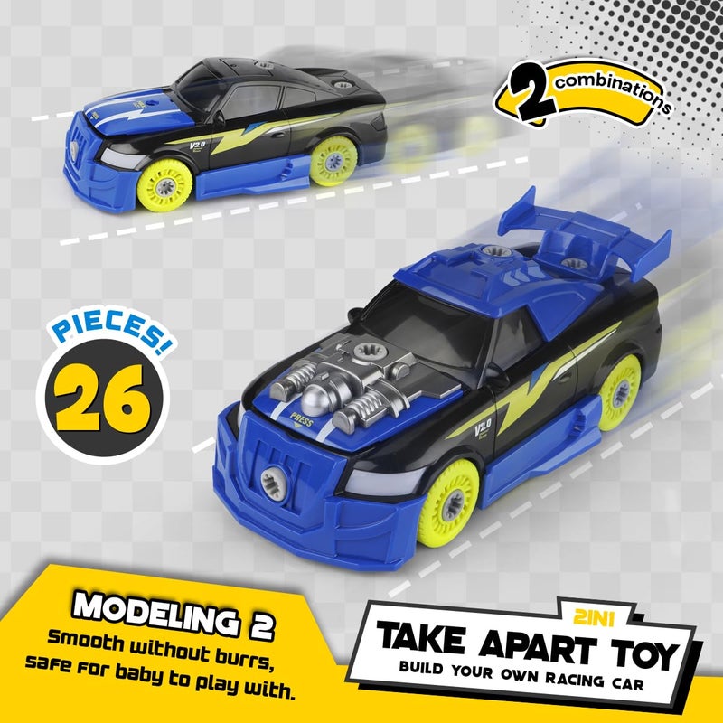 GILOBABY 26 Pieces Take Apart Toys for Boys, Racing Car with Electric Drill, Sounds & Lights, Building Stem Toys for Kids, Gifts for 3 4 5 Year Old Boys Learning Educational Toys - Image 4
